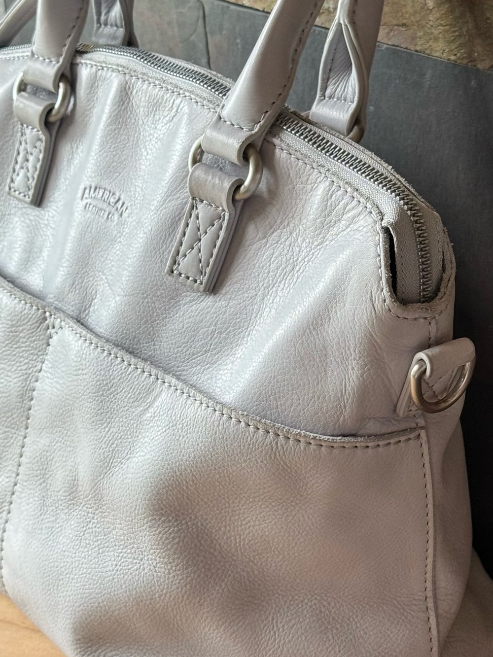 American Leather Brand Carrie Dome Satchel NWOT
Light gray blue. - Picture 6 of 16